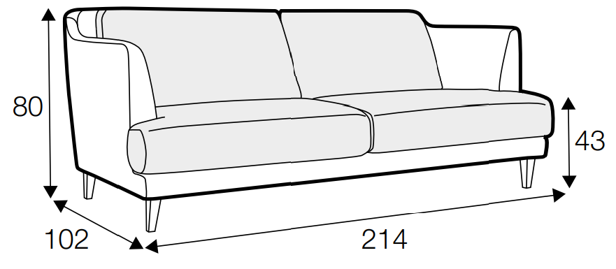 Vera 3 Seater Sofa Dimensions