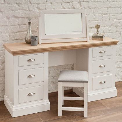 Hambledon Double Pedestal Dressing Table with Optional Mirror & Stool