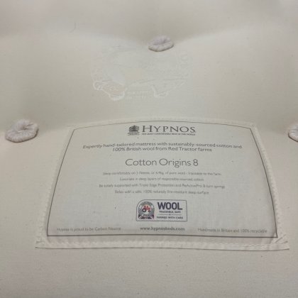 150cm x 200cm (King Size) Hypnos Cotton Origins 8 Divan Set with Alexandra Headboard CLEARANCE COPY