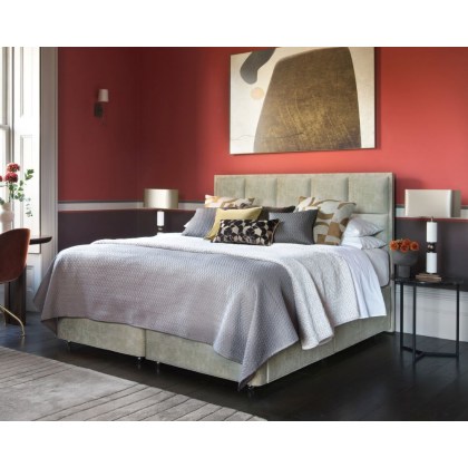 2 x 150cm x 200cm Hypnos Deep Pocket Sprung Divan Base in Imperio 903 Stone Fabric STOCK