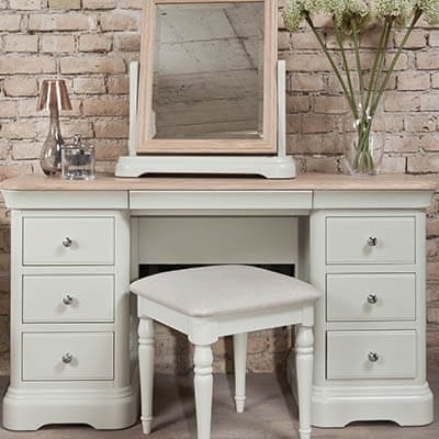 Lyon Painted Oak Dressing Table with Optional Mirror & Stool