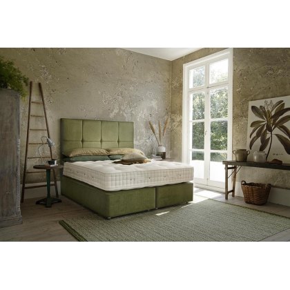 150cm x 200cm Hypnos Deep Platform Top Divan Base & Francesca Headboard in Zenith 501 Fabric STOCK