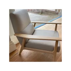 Jack Armchair in Touch Leather 3 Grey Beige Side On