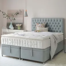 Super Storage Ottoman Divan Base in Blue with Eleanor Headboard