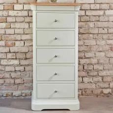 Lyon Tallboy Narrow Chest - 5 Drawer Grey Paint