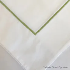 Savile linen white leaf green