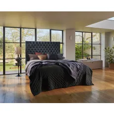 Vispring Aldo Headboard on Sovereign Divan Base in Black fabric