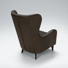 Sits Greta Armchair Aniline Dark Brown back view