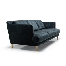 Vera 2 Seater Atropa Dark Blue with Oak Legs side facing