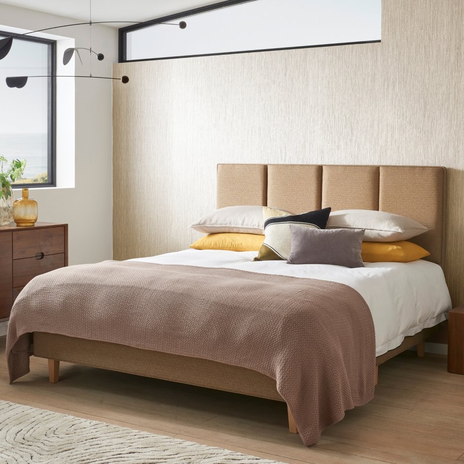 Hypnos Luxury No Turn 6 Divan Bed in Maestro Caramel angle dressed