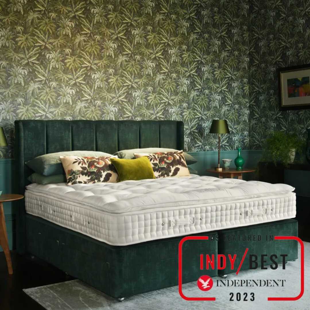 Hypnos Pillow Top Elite Faded Max Emerald Marie side semi dressed