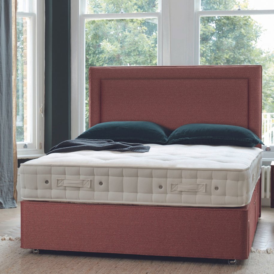 Hypnos Orthos Support 7 Mattress with Deep Divan and Isobella Headboard in Zenith Blush