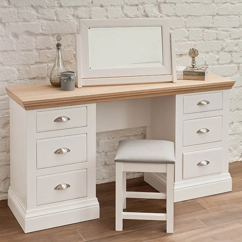 Hambledon Double Pedestal Dressing Table with Optional Mirror & Stool