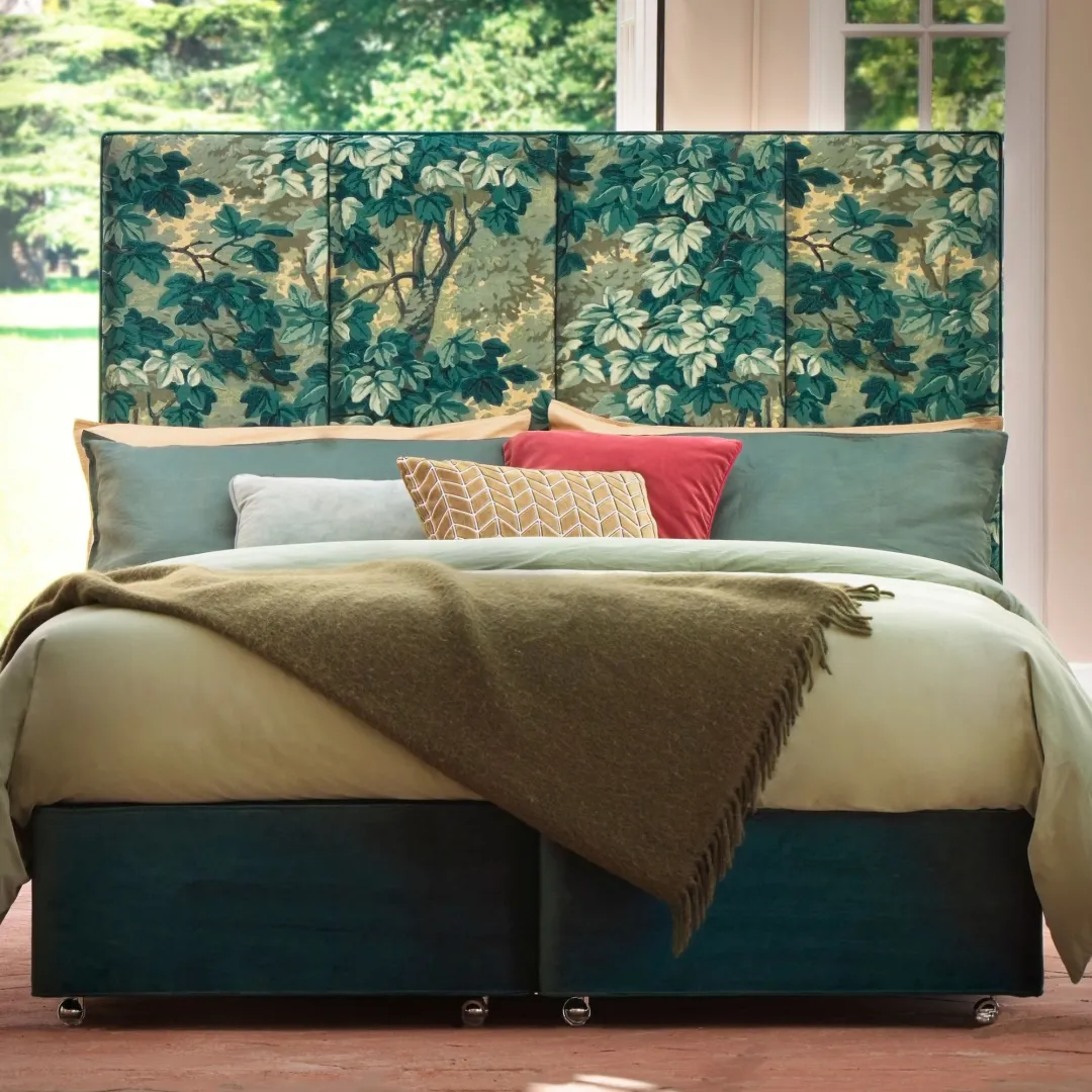 Hypnos Fransesca Headboard with Mattress dressed front facing