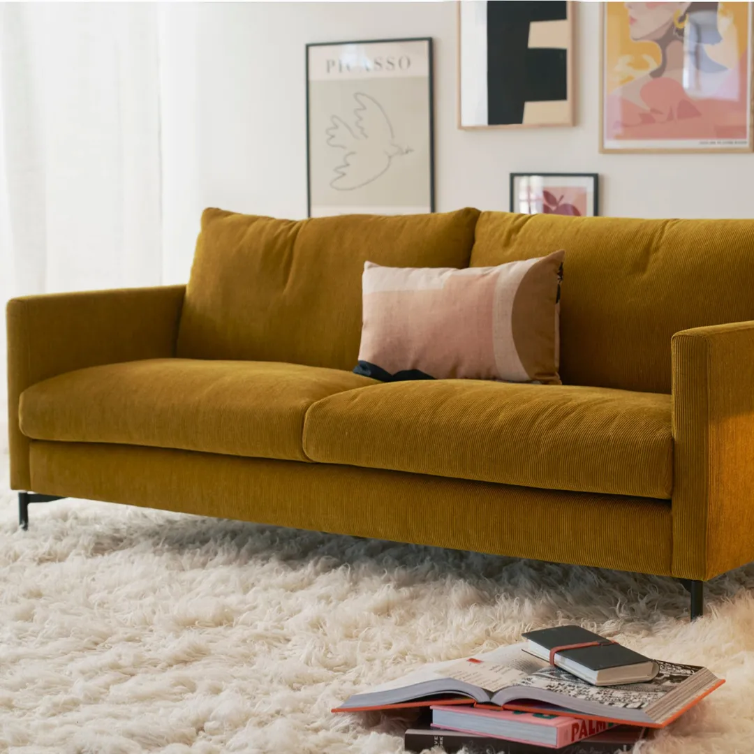 Sits Impulse 2.5 Seater Moss Mustard Side View
