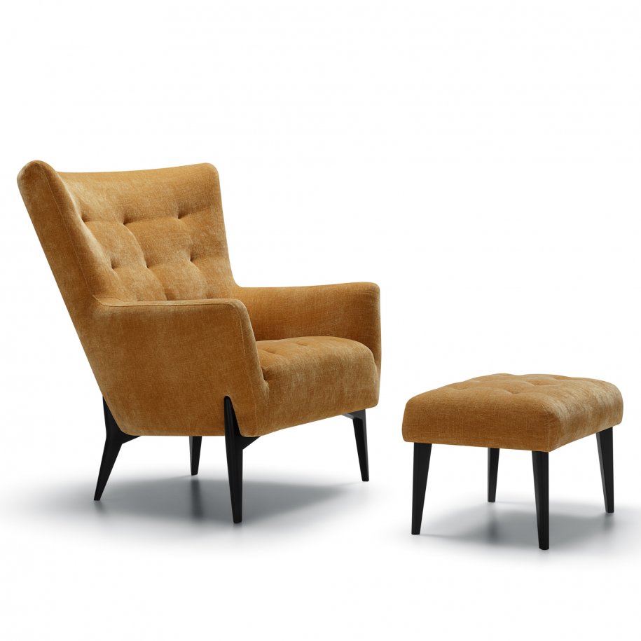 Sits Valentin Armchair Caramel with footstool