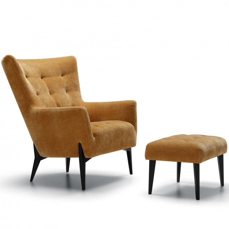 Sits Valentin Armchair Caramel with footstool