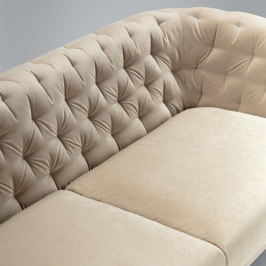 Sits Valentin 3 Seater Classic Velvet Light Beige button detail close up