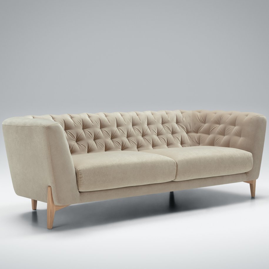 Sits Valentin 3 Seater Classic Velvet Light Beige angled