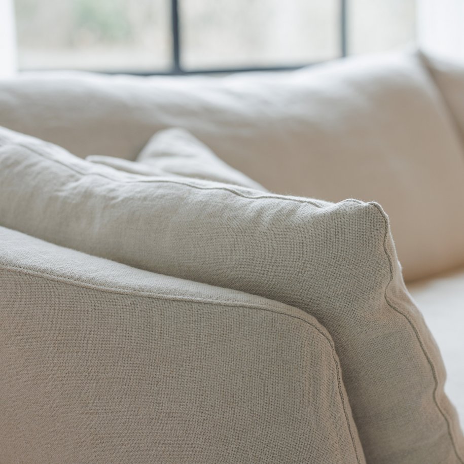 SITS Bonnie Set 2 Chaise Sofa Linen Natural cushion close up