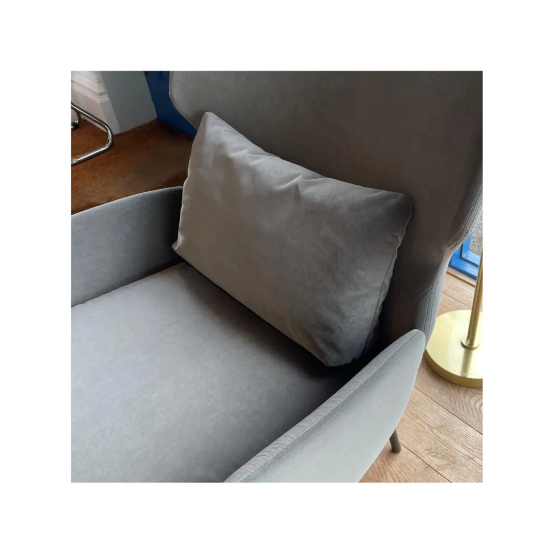 Alex Armchair in Classic Velvet 3 Grey Beige Close Up