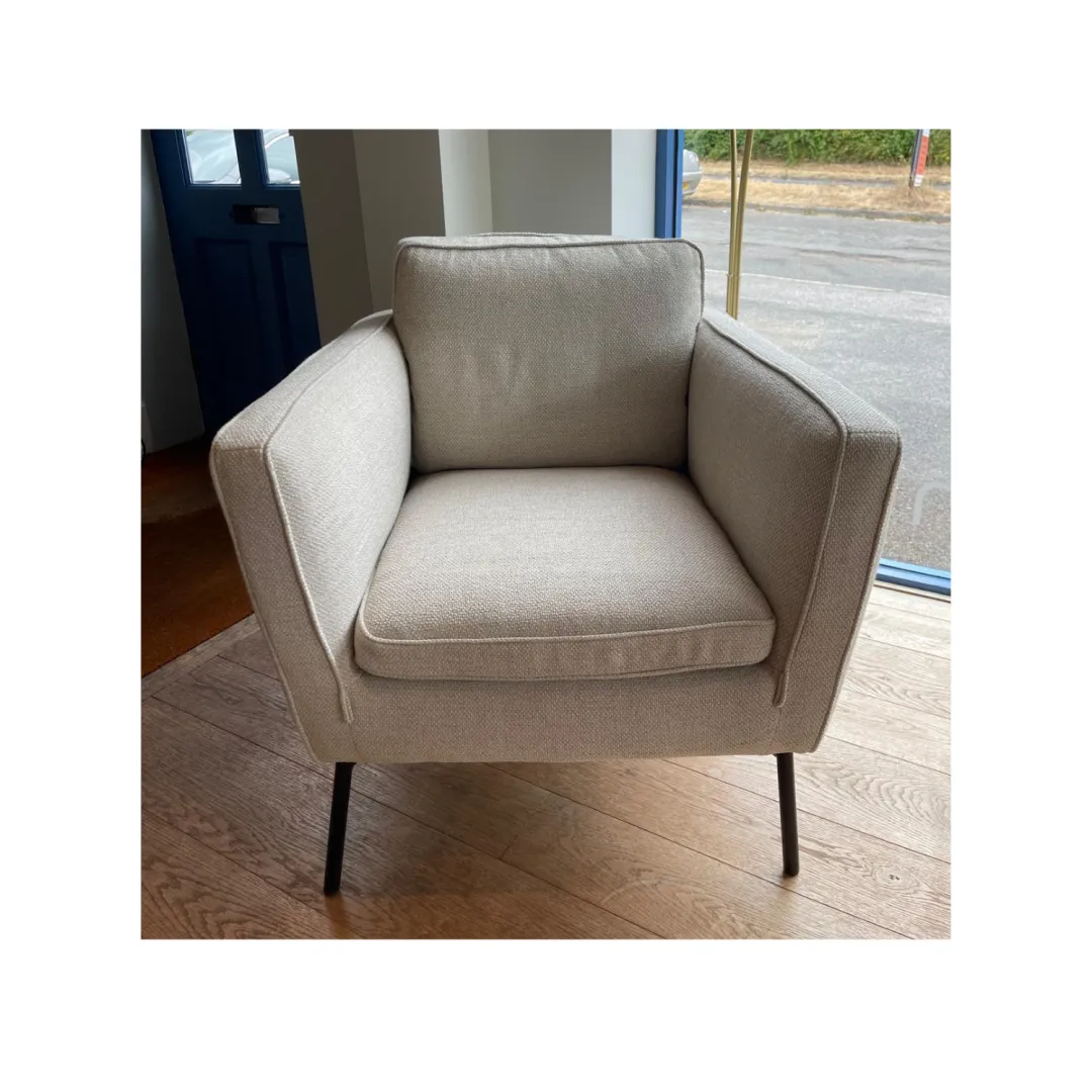Teddy Armchair in Togo 2 Beige Front On