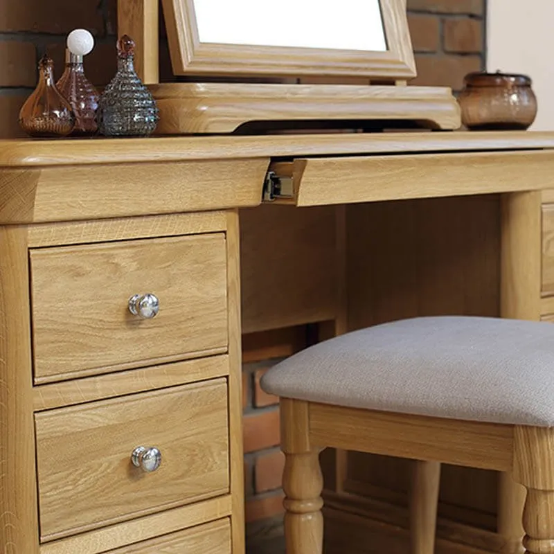 Lacoste Oak Dressing Table with optional Mirror & Stool