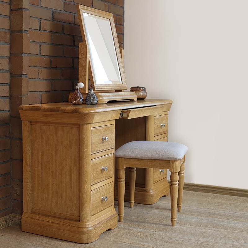 Lacoste Oak Dressing Table with optional Mirror & Stool