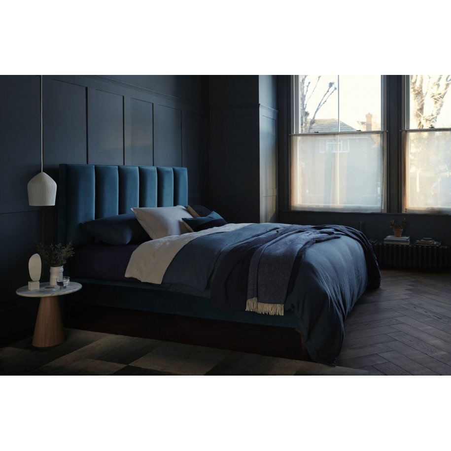 Vispring Ceto Headboard and Divan in Dark Turquoise fabric