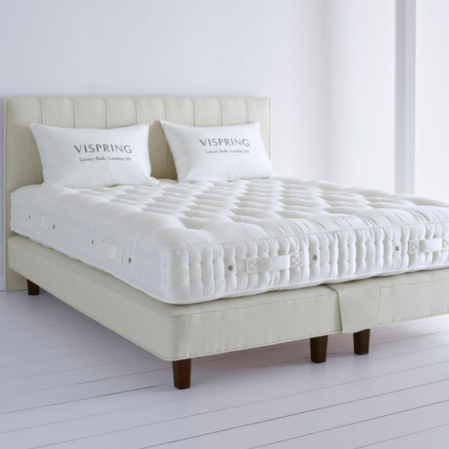 Vispring Herald Superb Mattress on shallow Prestige Divan Base with Hera Headboard