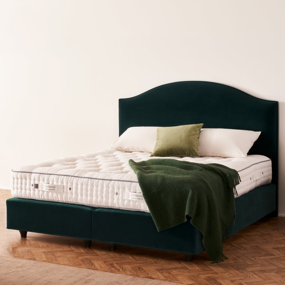 Vispring Kingsbridge semi-dressed mattress with Clabon Headboard
