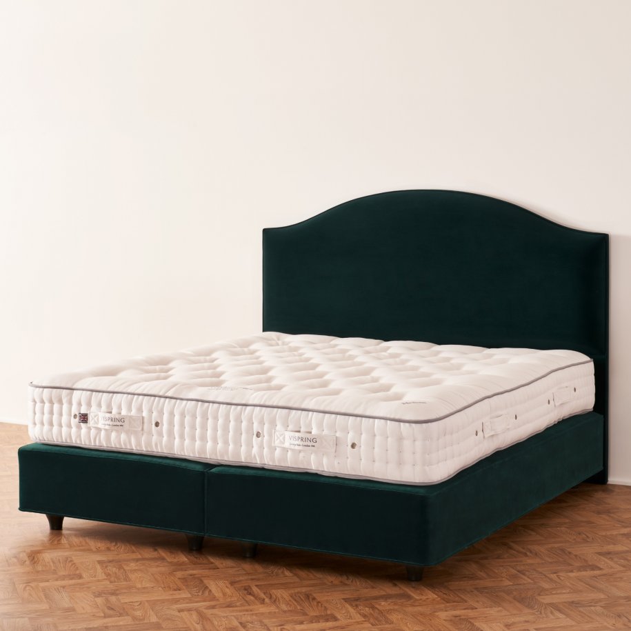 Vispring Kingsbridge un-dressed mattress with Clabon Headboard