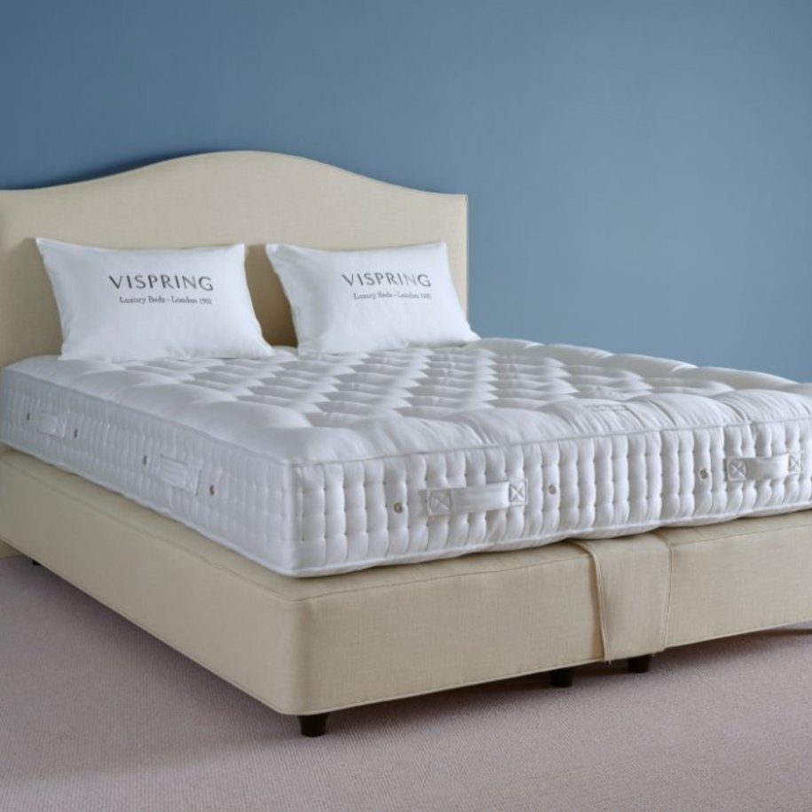 Vispring Shetland Mattress on Wool Prestige Divan Base with Iris Headboard