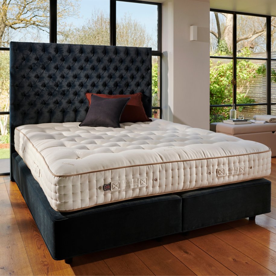 Vispring Tiara Superb Divan Bed and Aldo Headboard in Black undressed