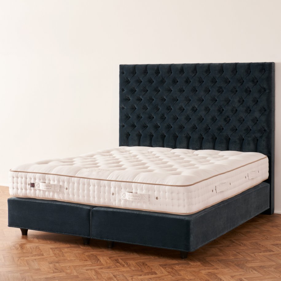 Vispring Shetland wool sovereign un-dressed Mattress with Aldo Headboard