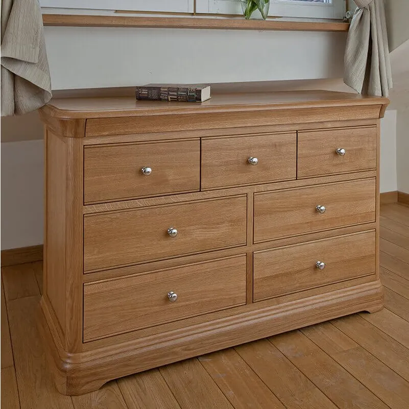 Lacoste Wide Chest of Wooden Drawers - 7 Drawer