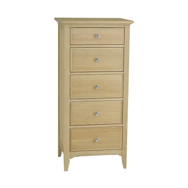 New England - Oak Tallboy Narrow Chest - 5 Drawer