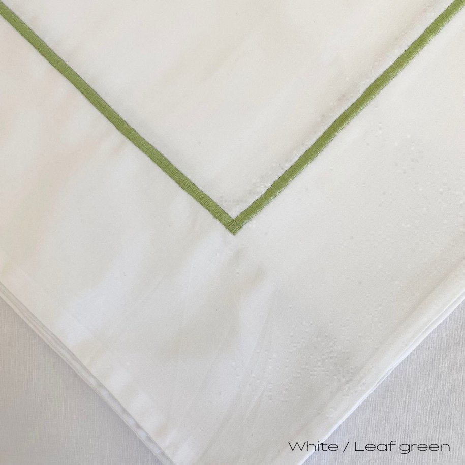 Savile linen white leaf green