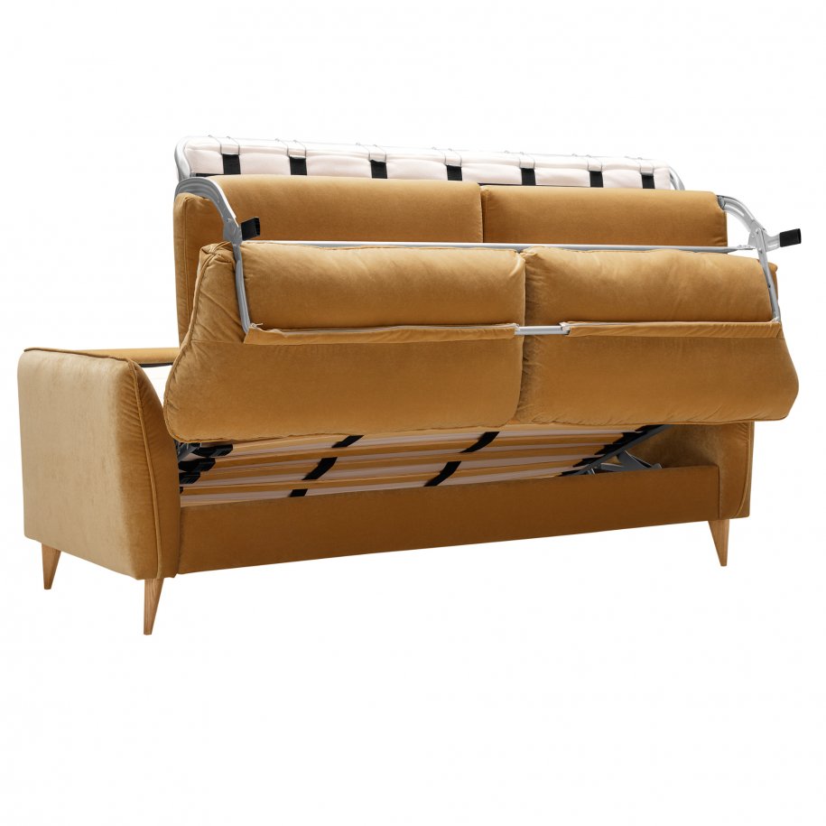 SITS LUCY 4seater sofa bed classic velvet caramel halfway opened
