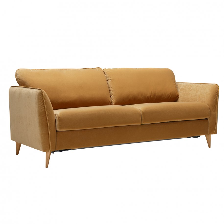 SITS LUCY 4seater sofa bed classic velvet caramel angled