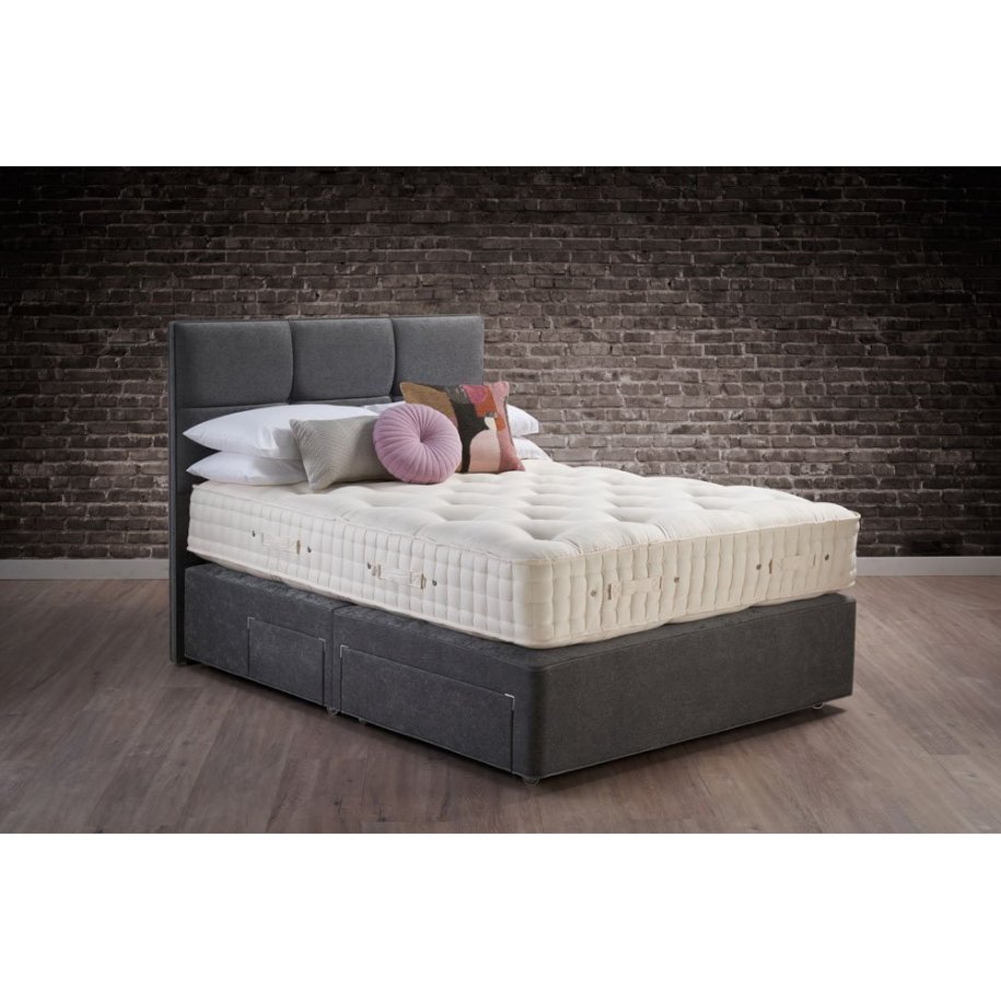 Wool Origins 10 Mattress and Grey Divan with Headboard