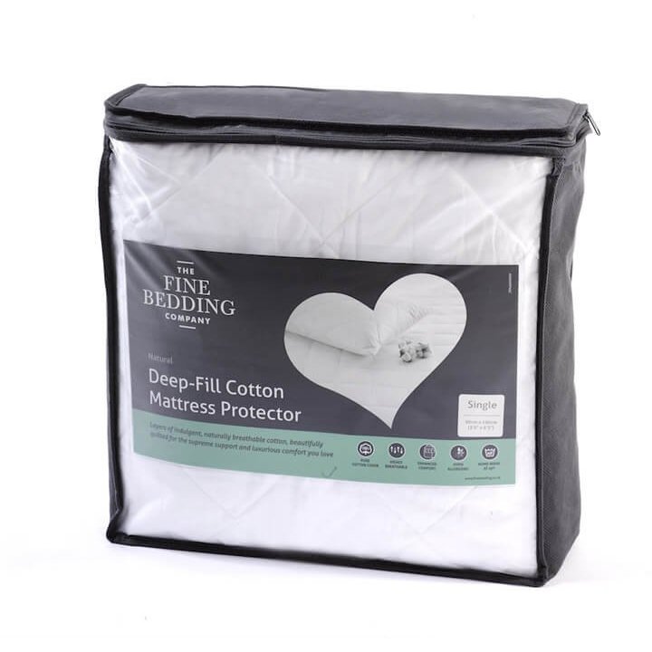 Deep-Fill Cotton Mattress Protector by The Fine Bedding Company