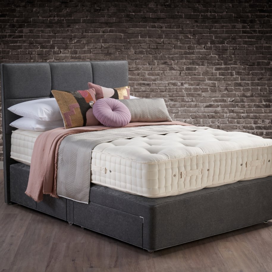 Hypnos Wool Origins 10 Mattress and Grey Divan with Headboard