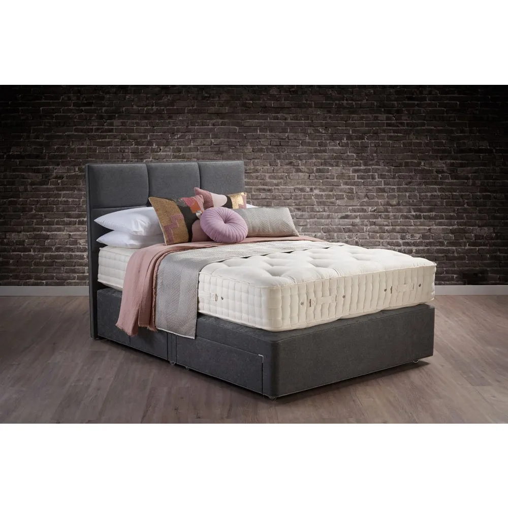 Wool Origins 10 Mattress and Grey Divan with Headboard