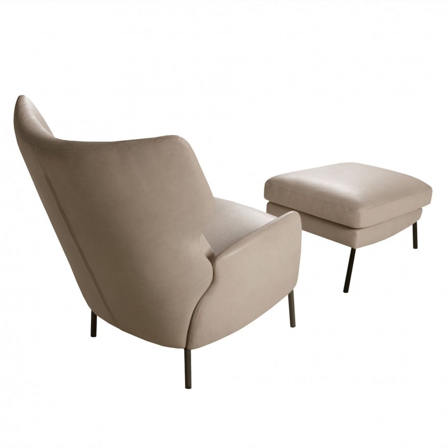 Sits Armchair with footstool Aniline sand