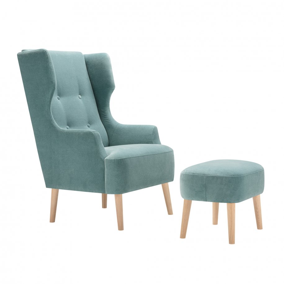 Sits Play Swing Armchair  with footstool Malibu Velvet Turquoise