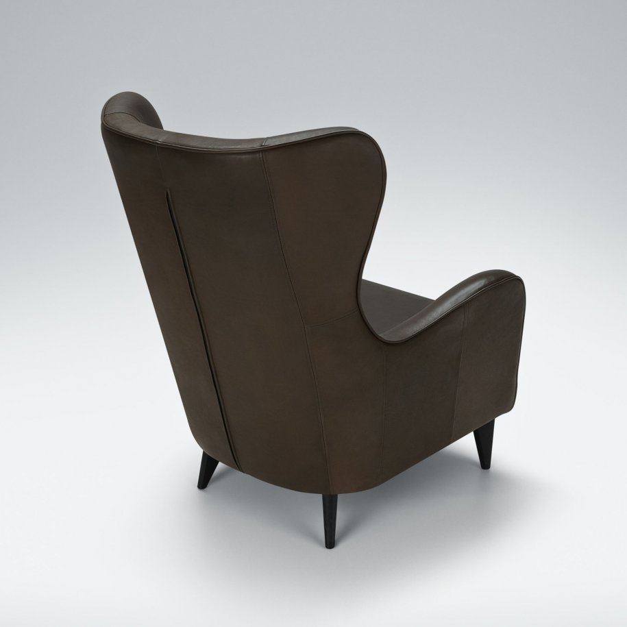 Sits Greta Armchair Aniline Dark Brown back view