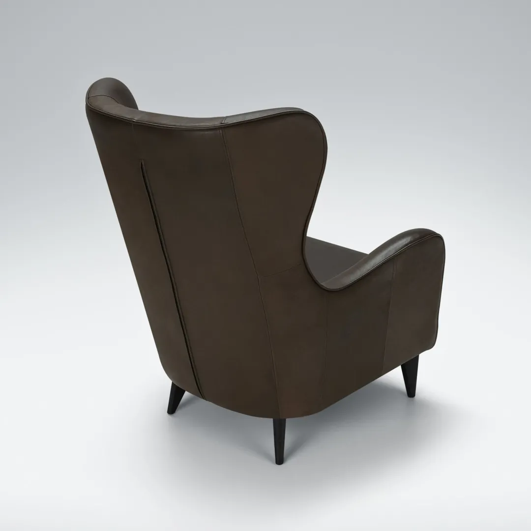 Sits Greta Armchair Aniline Dark Brown back view