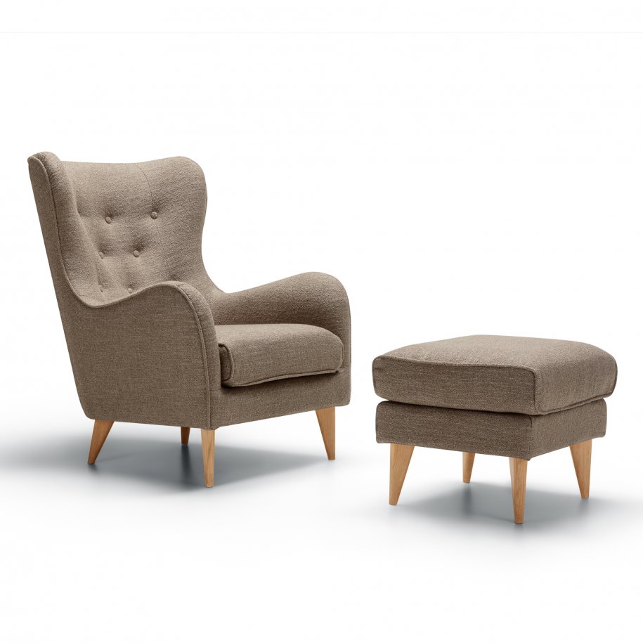 Sits Pola footstool with armchair Heather Brown