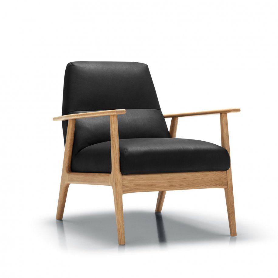 Sits Jack Armchair Aniline Black Oak Frame